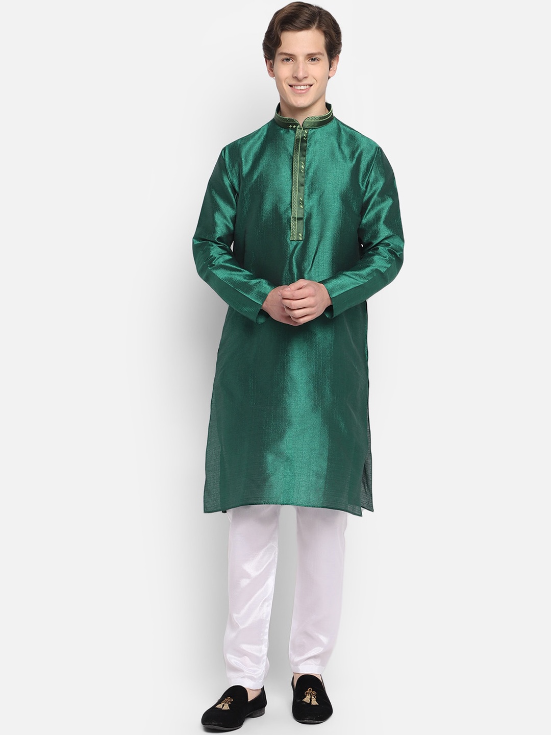 

DEVOILER Men Green Kurta with Pyjamas