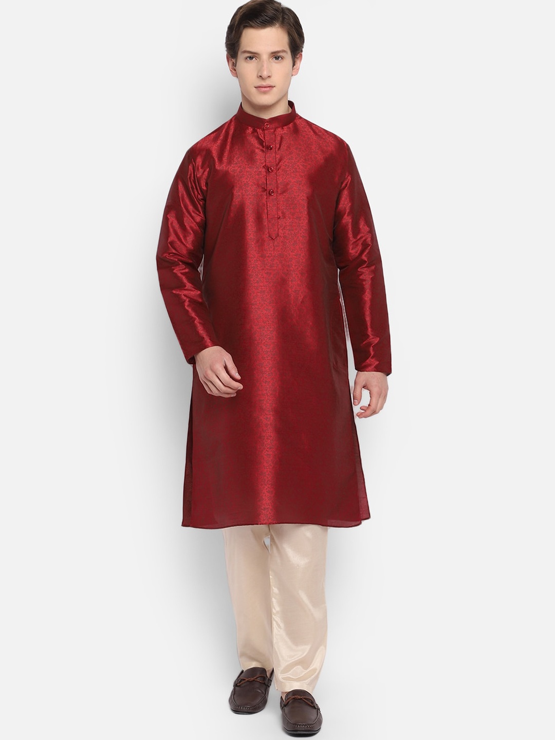 

DEVOILER Men Maroon Kurta with Pyjamas