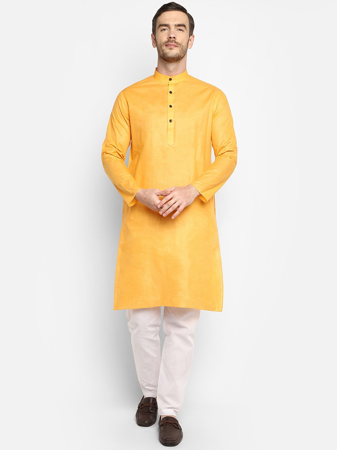 

DEVOILER Men Orange Kurta with Pyjamas