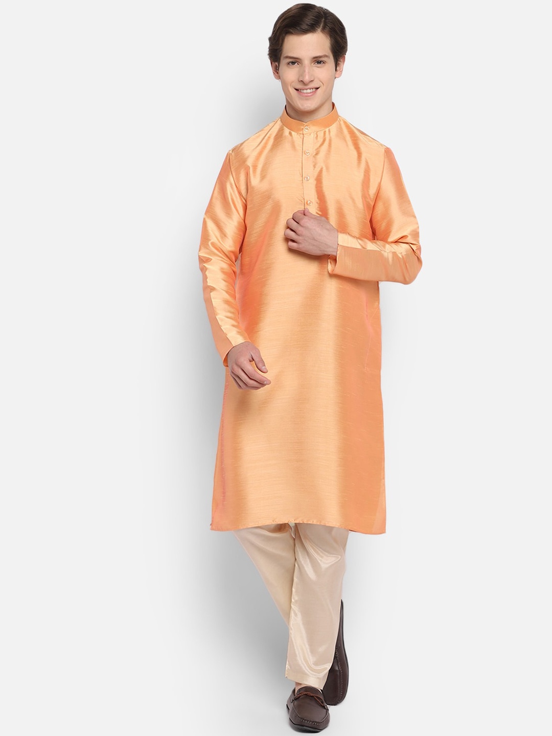 

DEVOILER Men Orange Kurta with Pyjamas