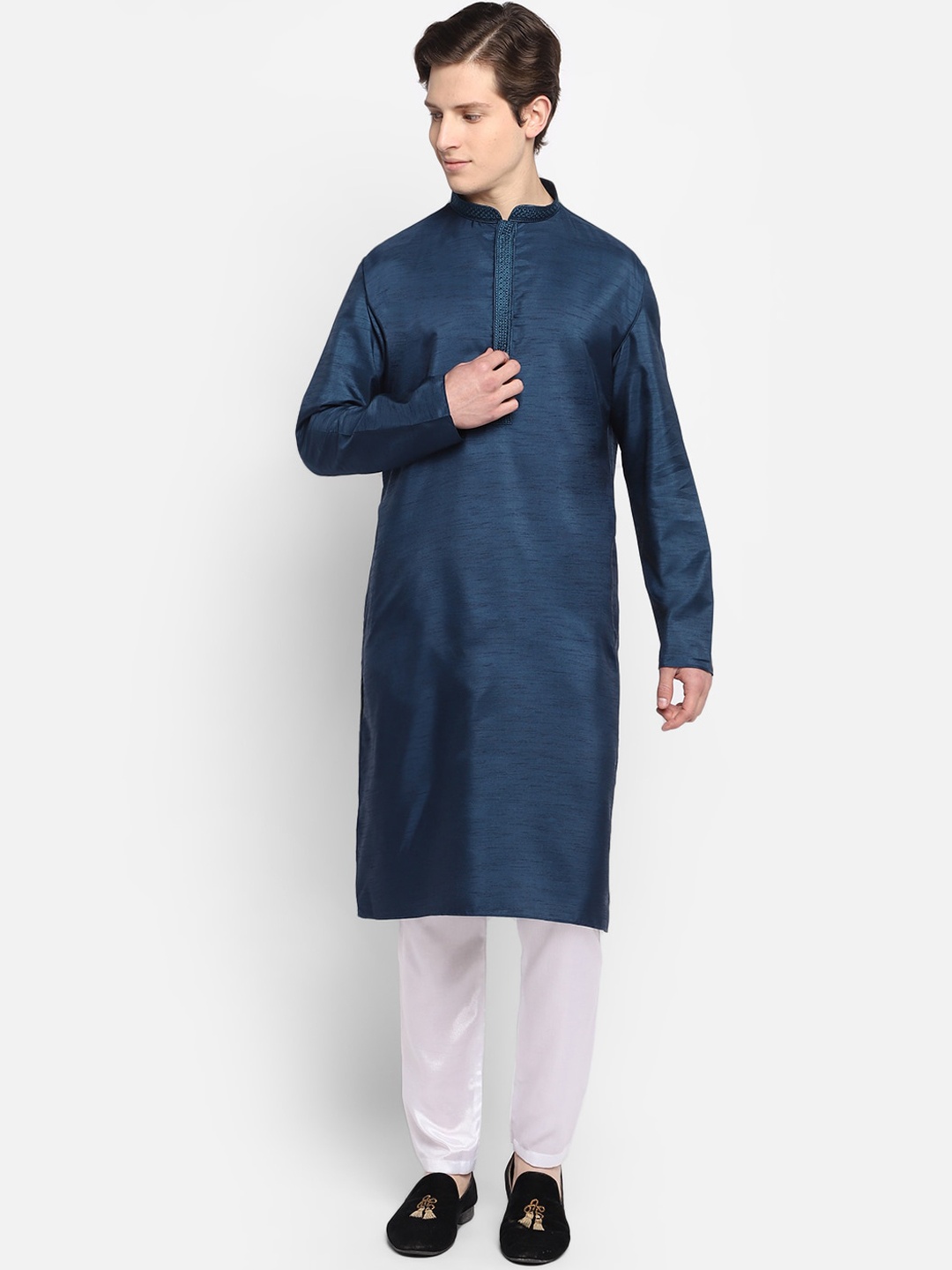 

DEVOILER Men Blue Kurta with Pyjamas