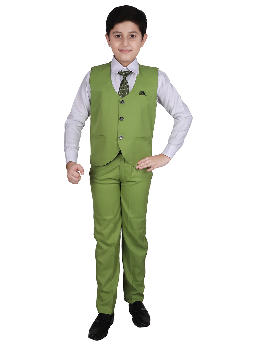 

Pro-Ethic STYLE DEVELOPER Boys Pure Cotton 3 Piece Suit, Green