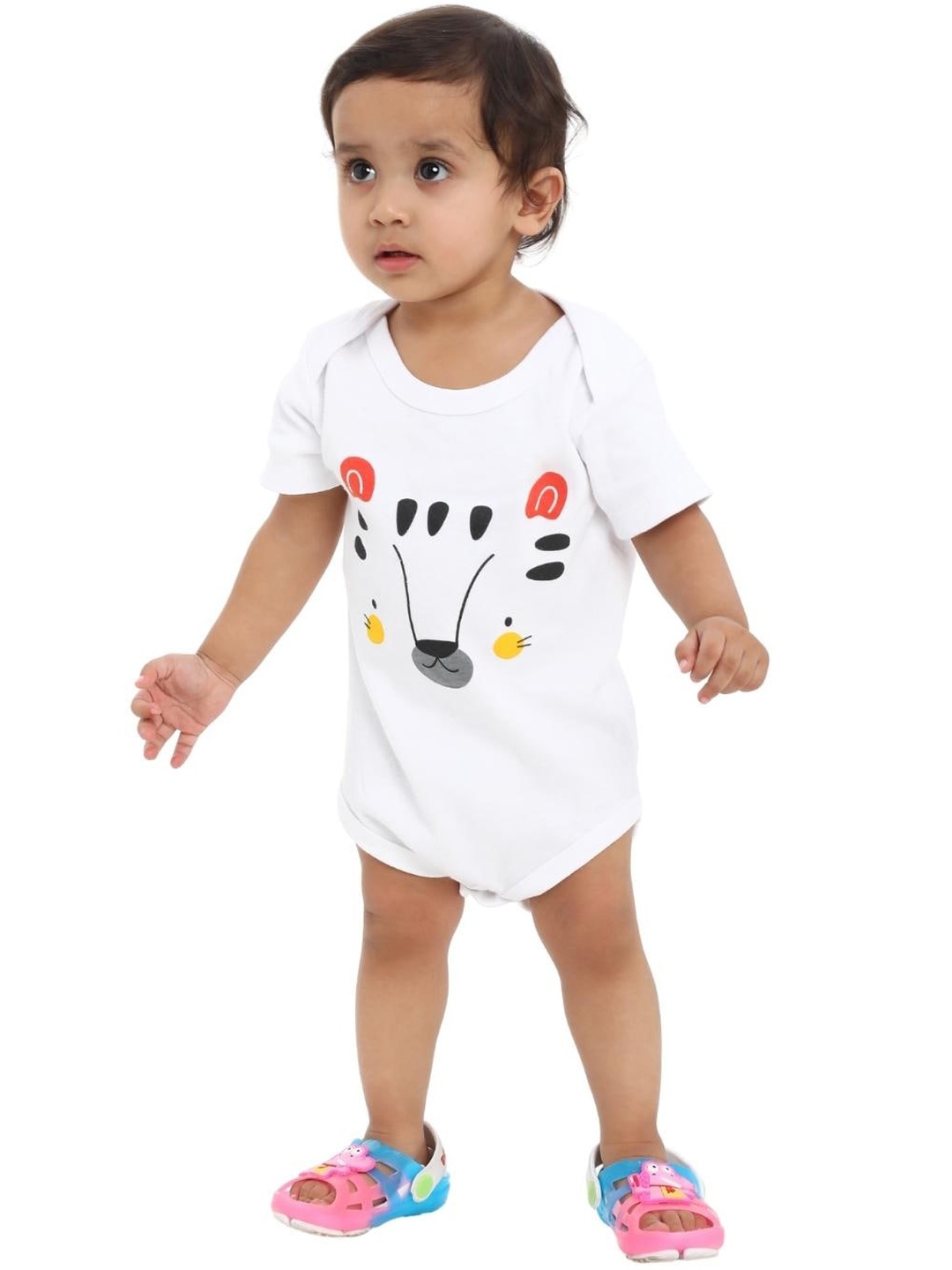 

MA Baby Infants Kids White & Black Printed Pure Cotton Bodysuit