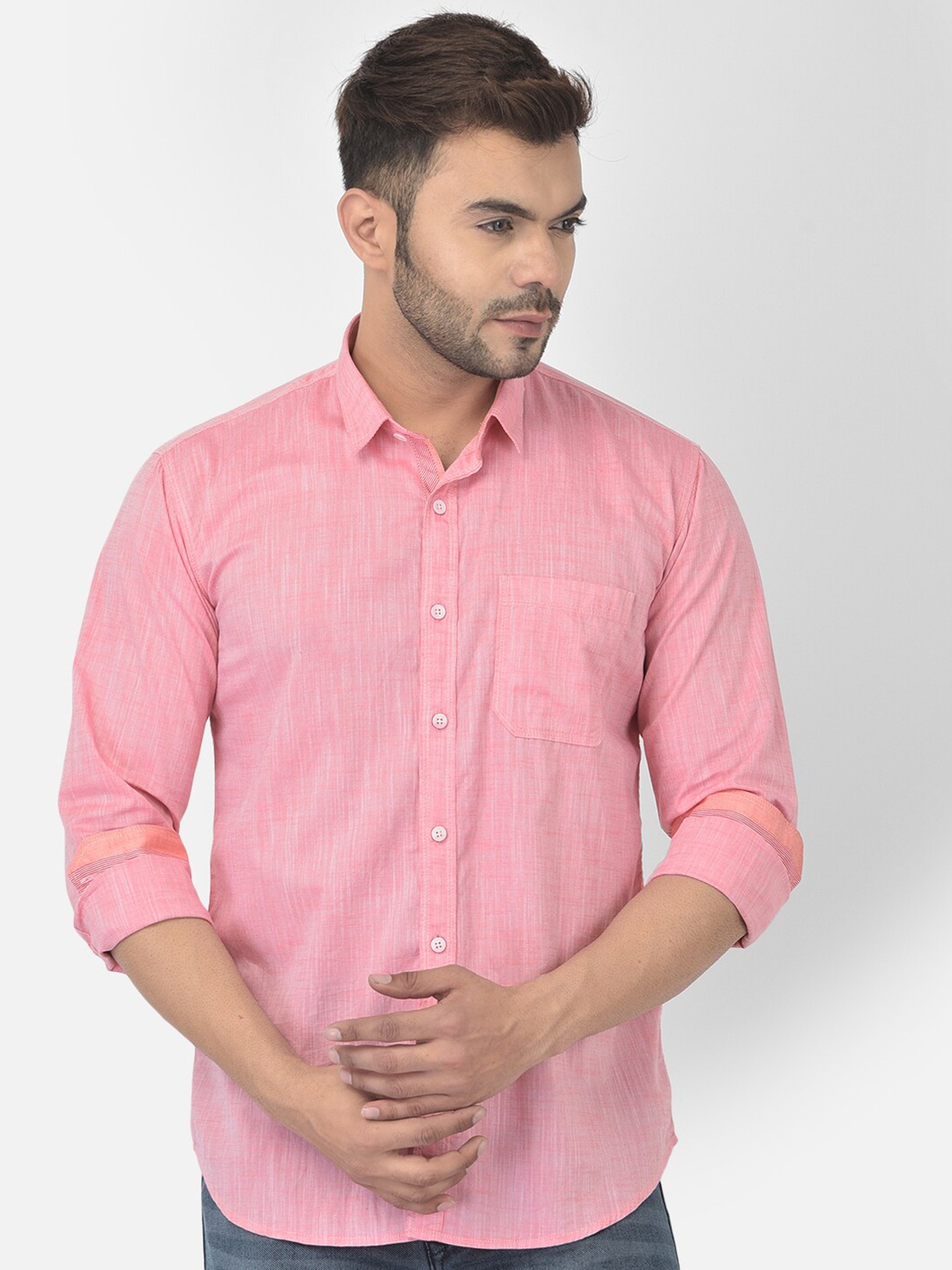 

COBB Men Pink Relaxed Slim Fit Cotton Casual Shirt