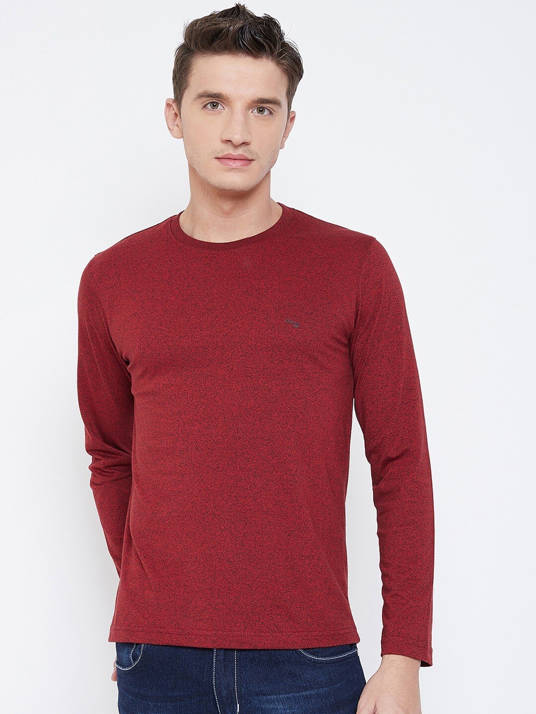

Okane Men Maroon Cotton T-shirt