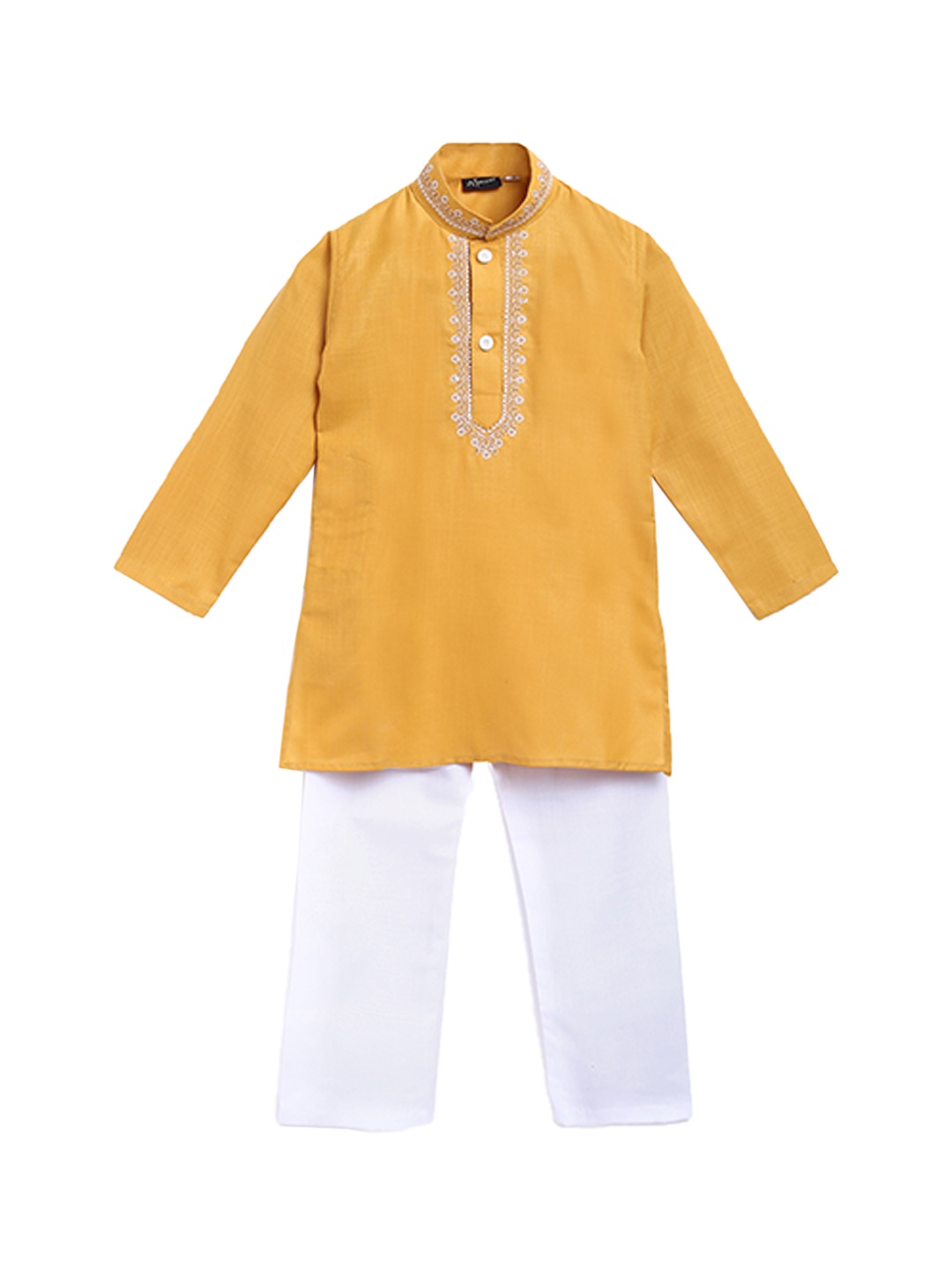 

Aj DEZInES Boys Yellow Kurta with Pyjamas
