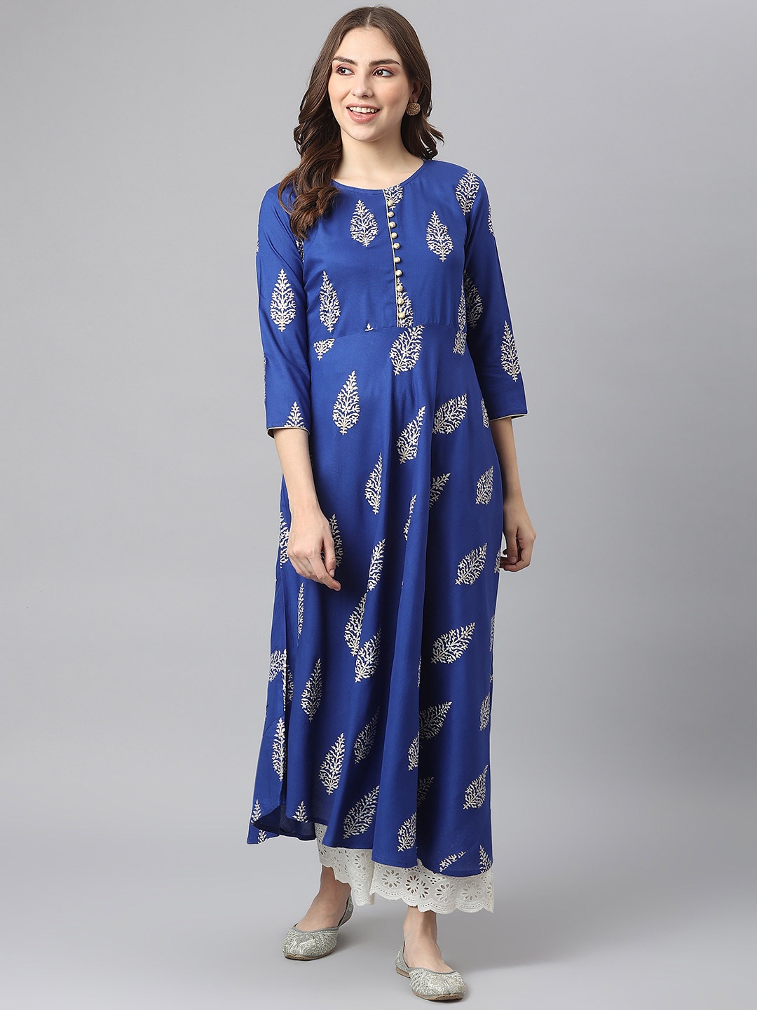 

KALINI Women Blue Ethnic Motifs Printed Anarkali Kurta