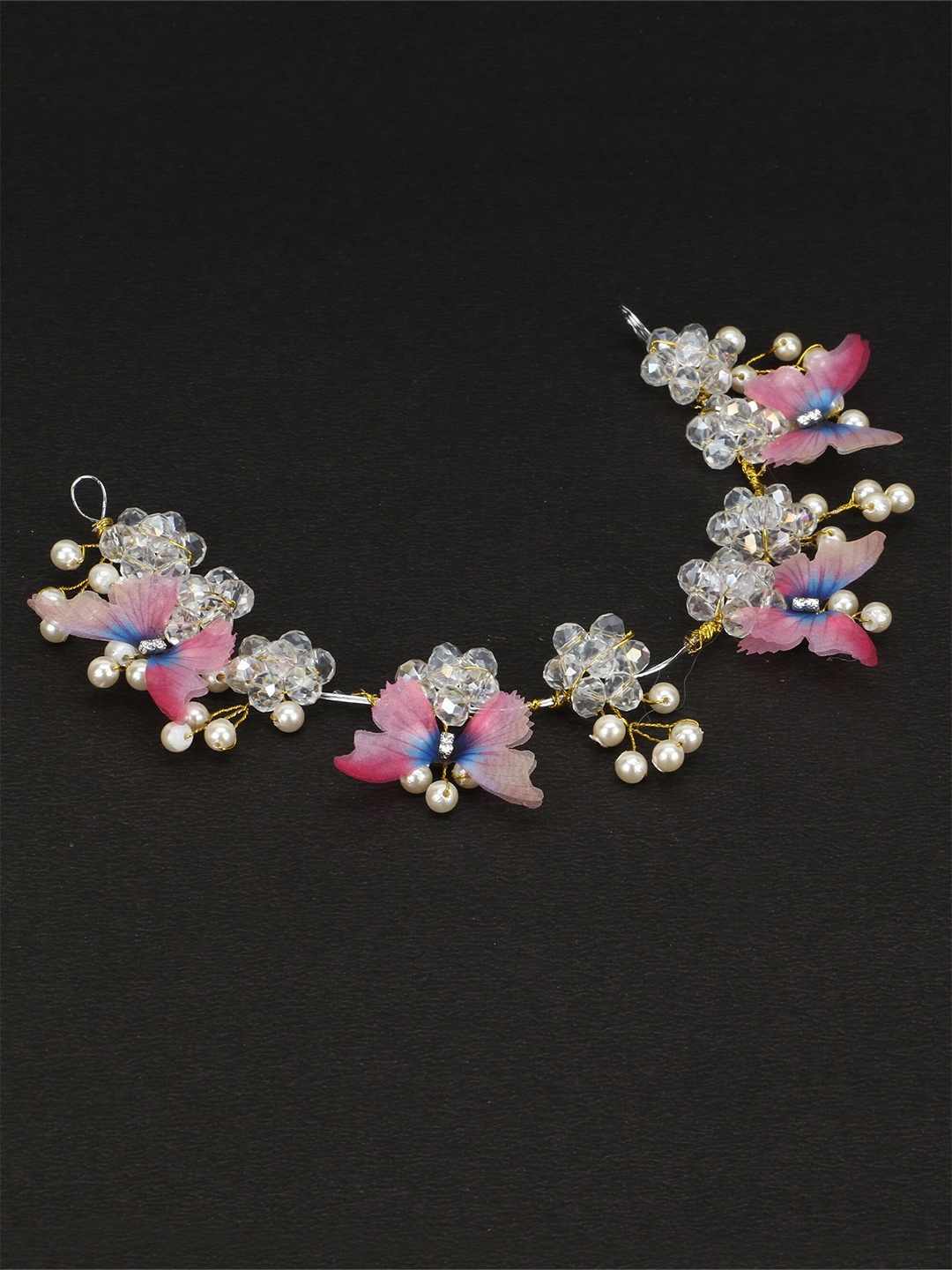

VAGHBHATT Women White & Pink Beaded Tiara
