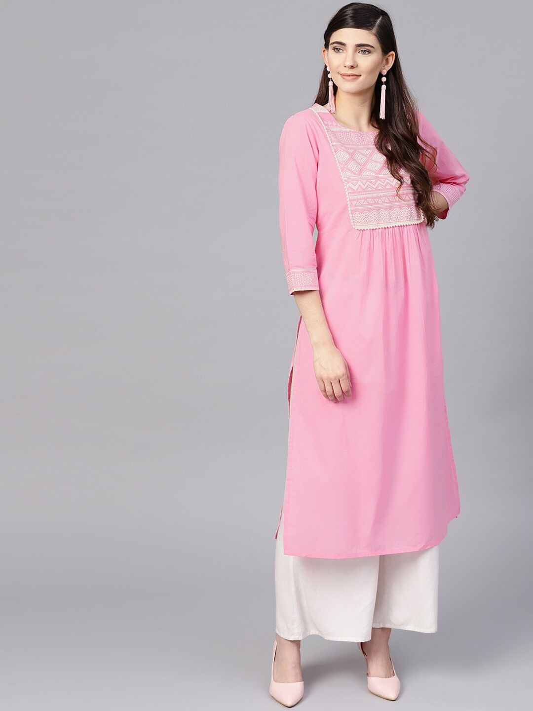 

Varanga Women Pink Yoke Design Kurta