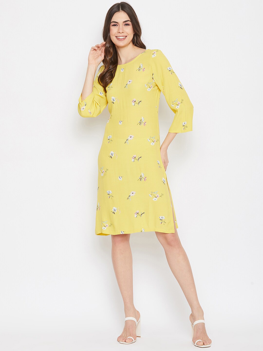 

DELAN Yellow Crepe Sheath Dress