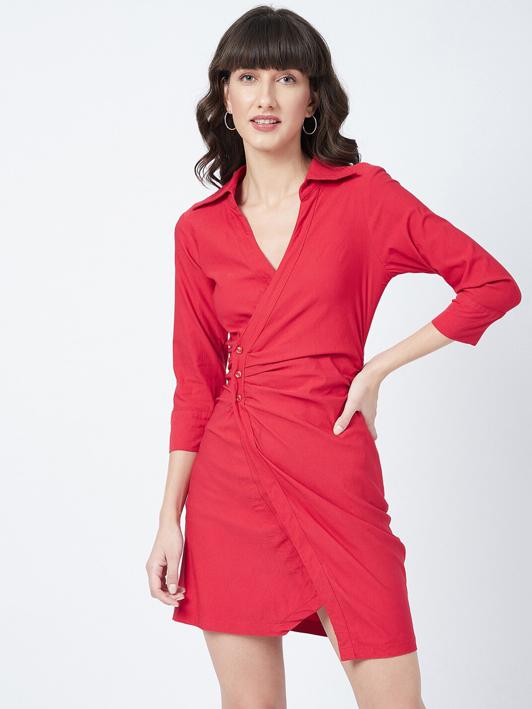 

DELAN Women Red Wrap Dress