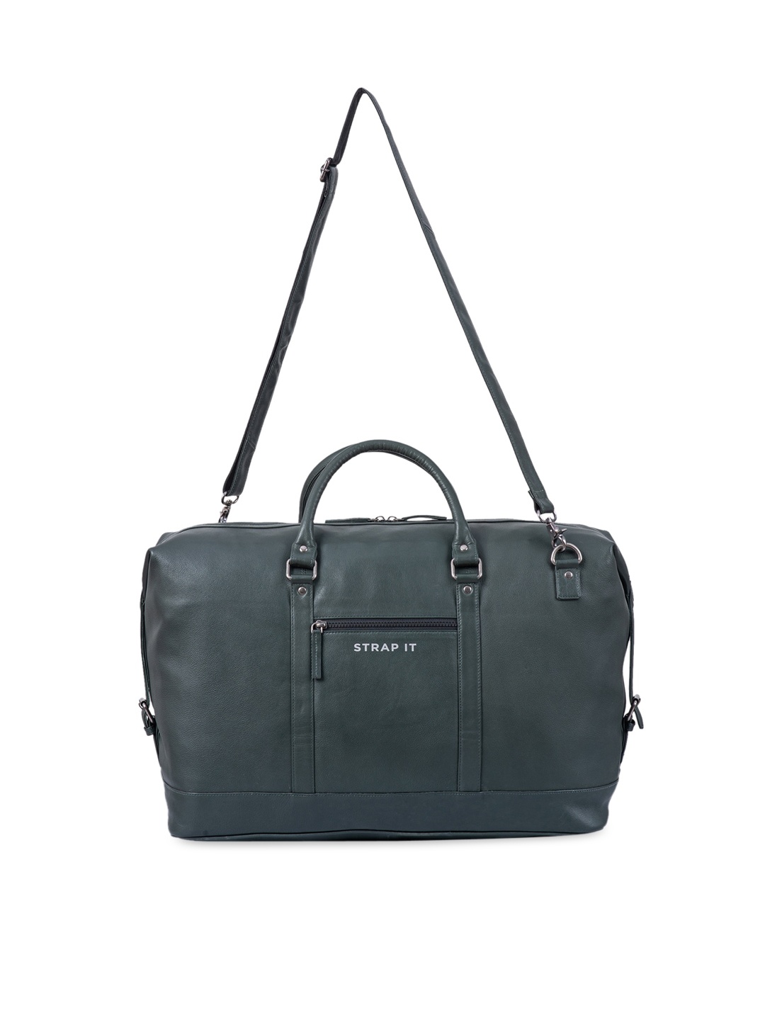 

STRAP IT Green Solid Leather Large Duffel Bag