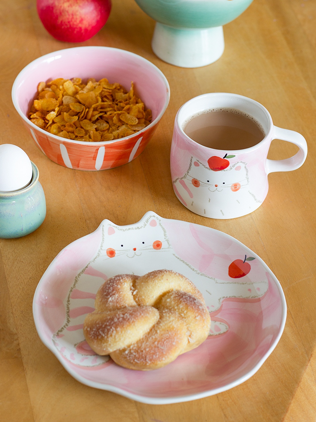 

The Wishing Chair Set of 3 Multicoloured Hand Painted Printed Stoneware Glossy Dinner Set, Multi