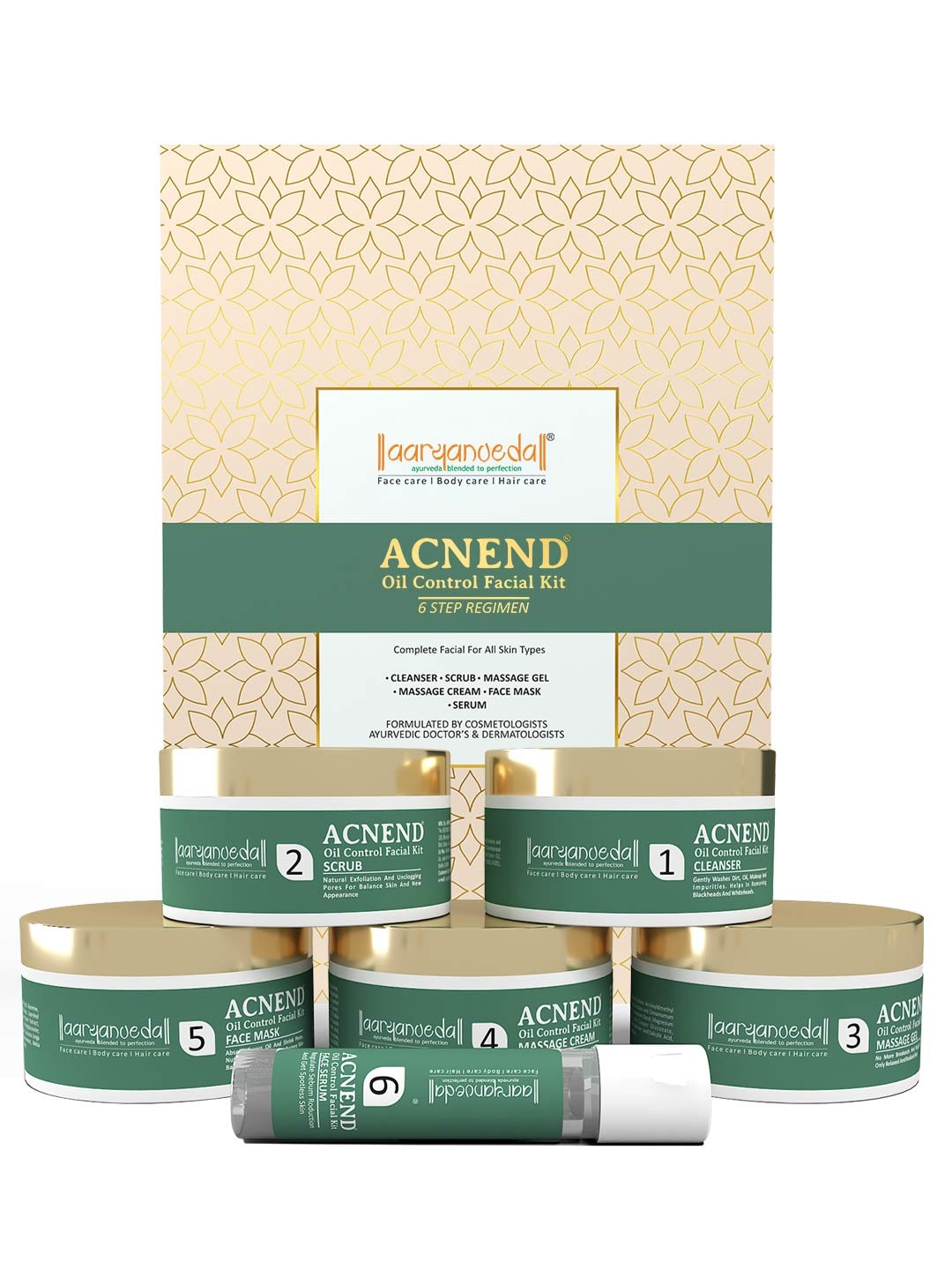 

Aryanveda Acnend Oil Control Complete Facial Kit for All Skin Types - 260 g, Green