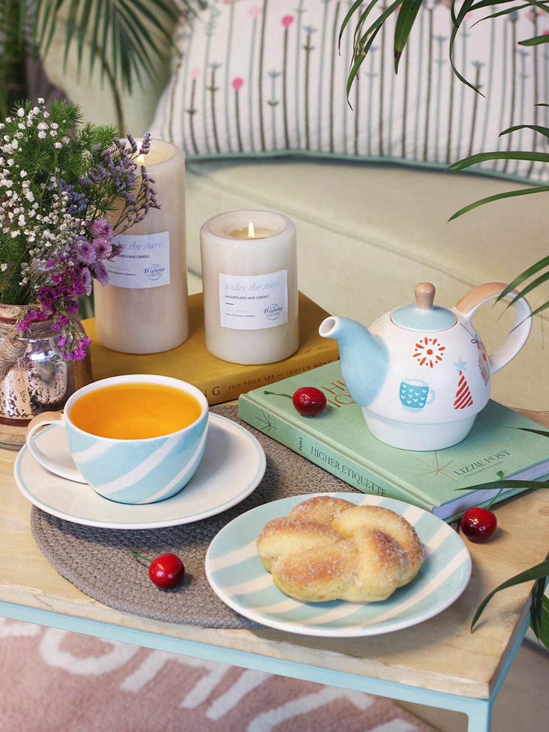 

The Wishing Chair White & Blue Printed Stoneware Glossy Cups and Saucers Set