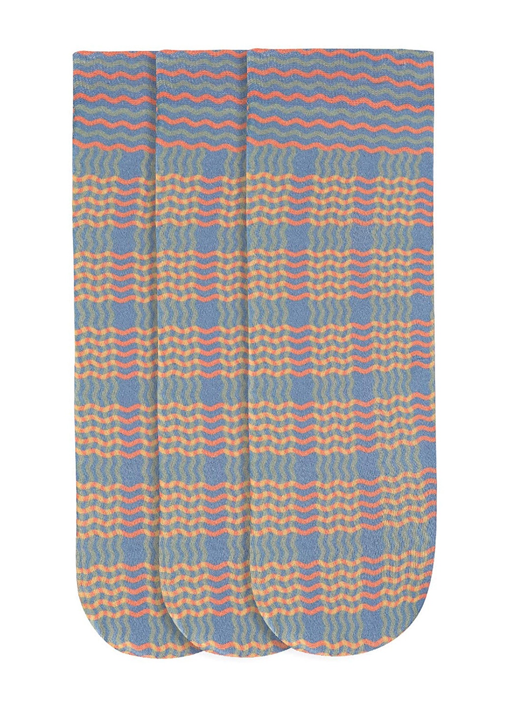 

JUMP USA Women Pack of 3 Blue Striped Ankle-Length Socks