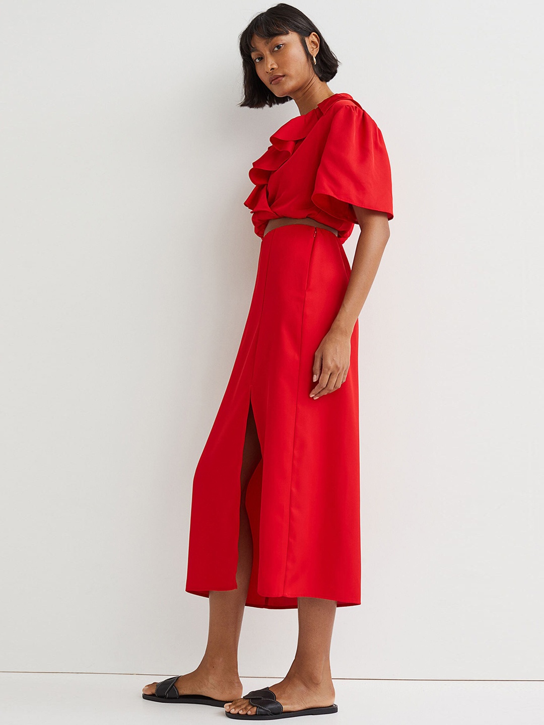 

H&M Women Red Twill Skirt