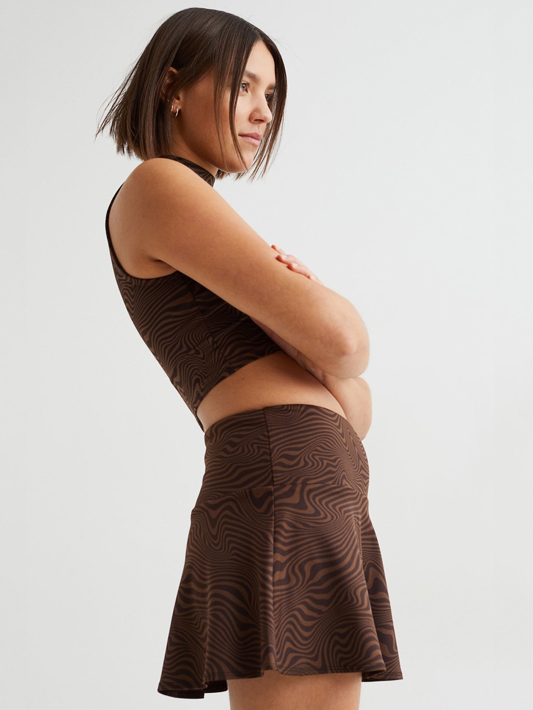 

H&M Women Brown Printed Short Skirt