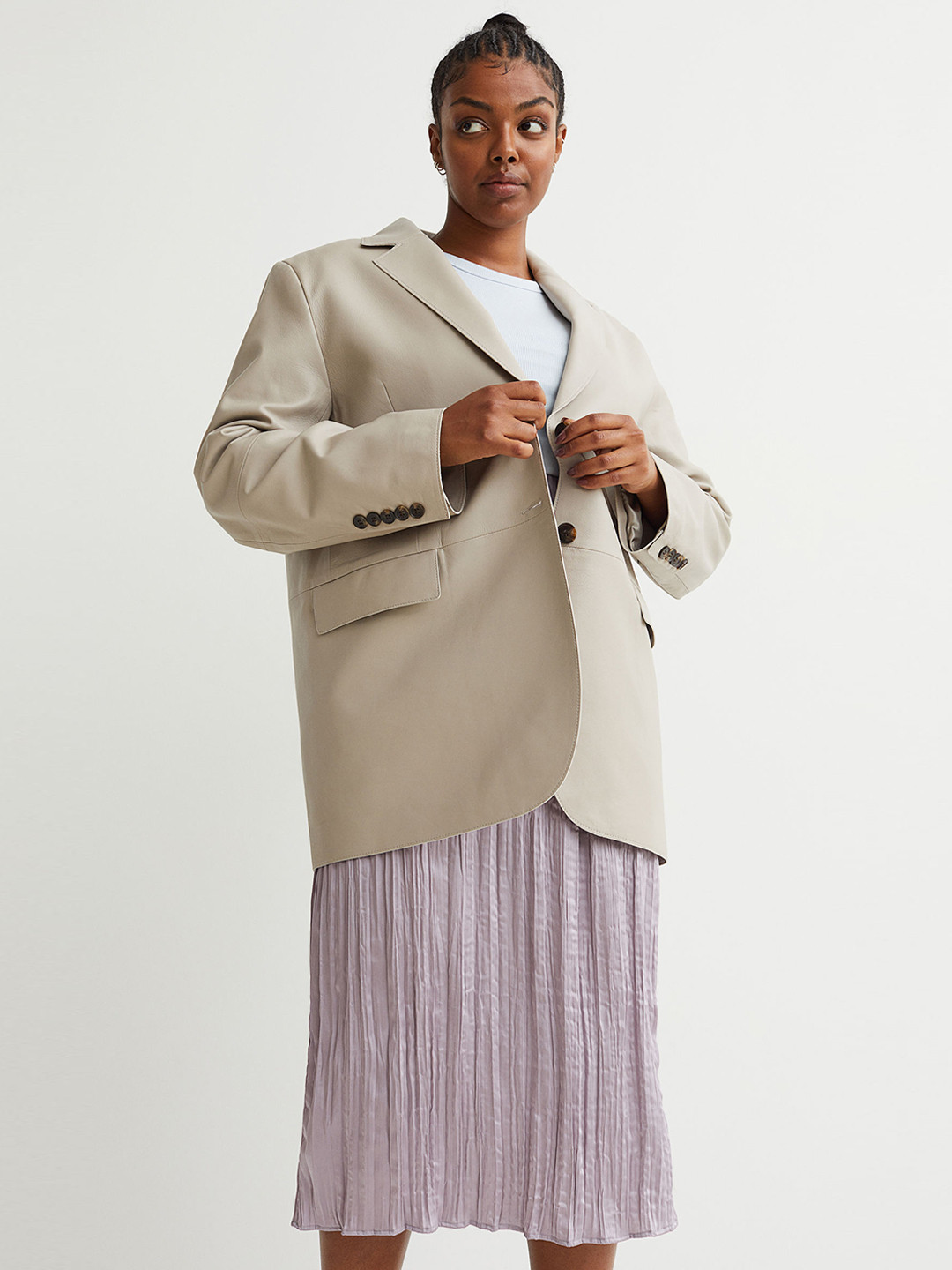 

H&M Women Lavender Crinkled Satin Midi Skirt