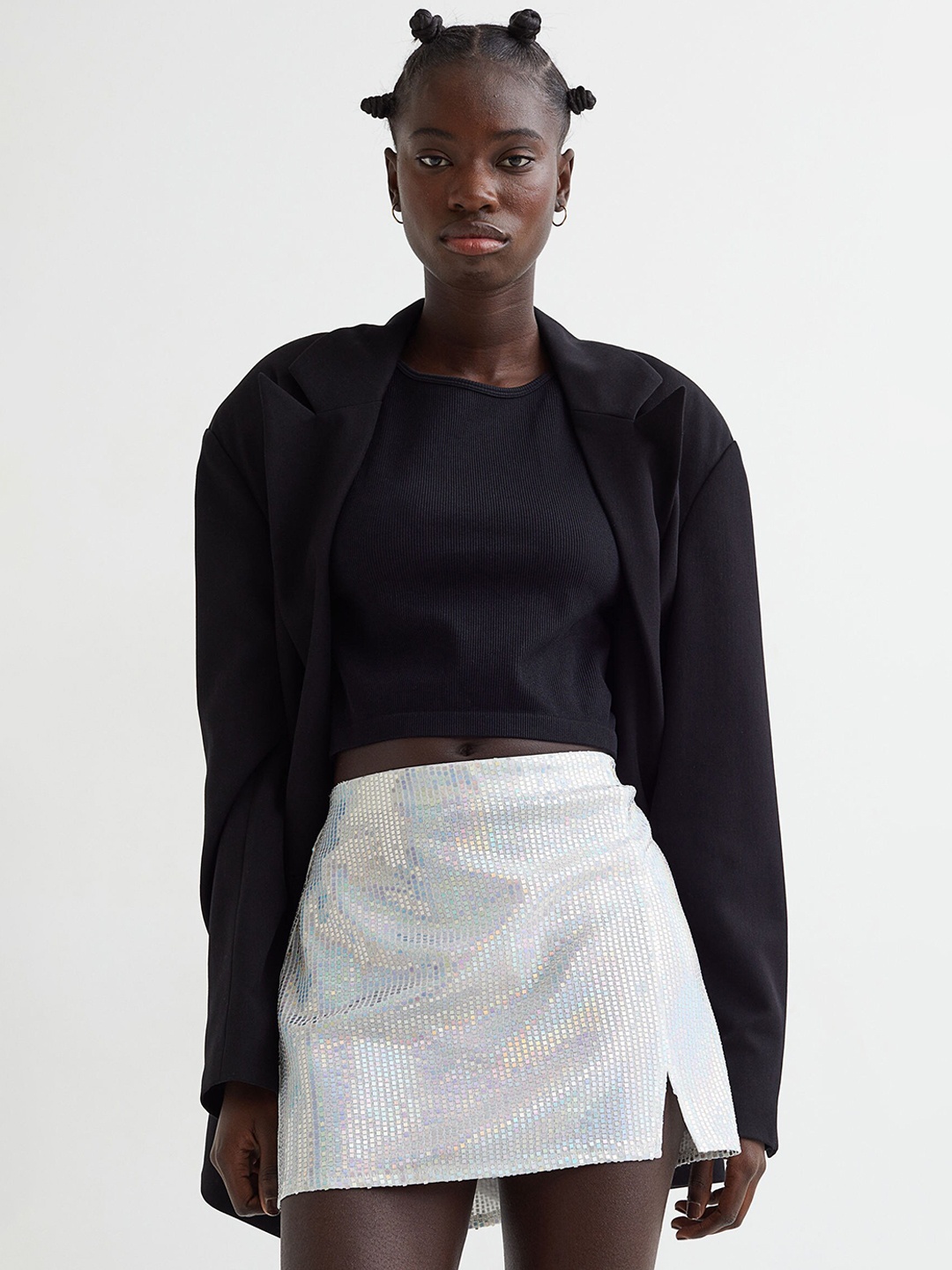 

H&M Women Silver-colored Short Skirt