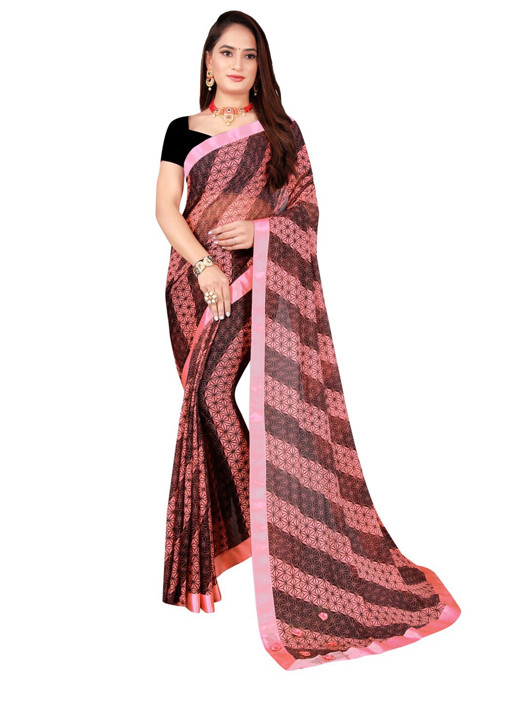 

KALINI Black & Pink Art Silk Saree