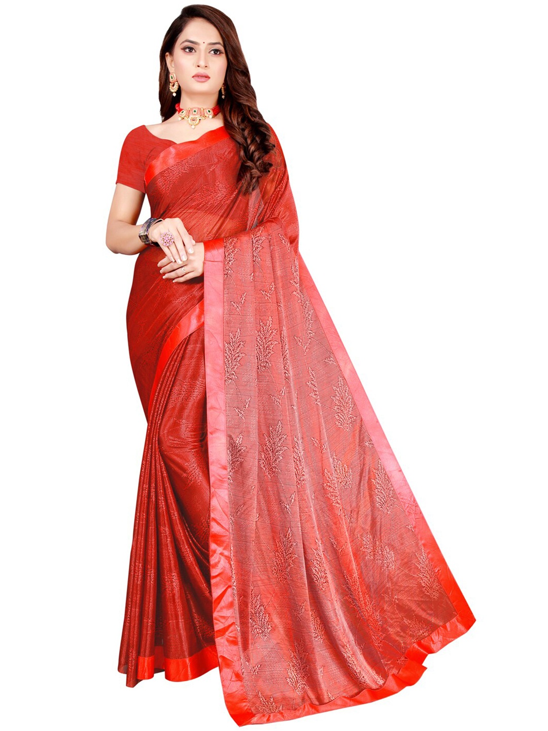 

KALINI Maroon & Pink Floral Art Silk Saree