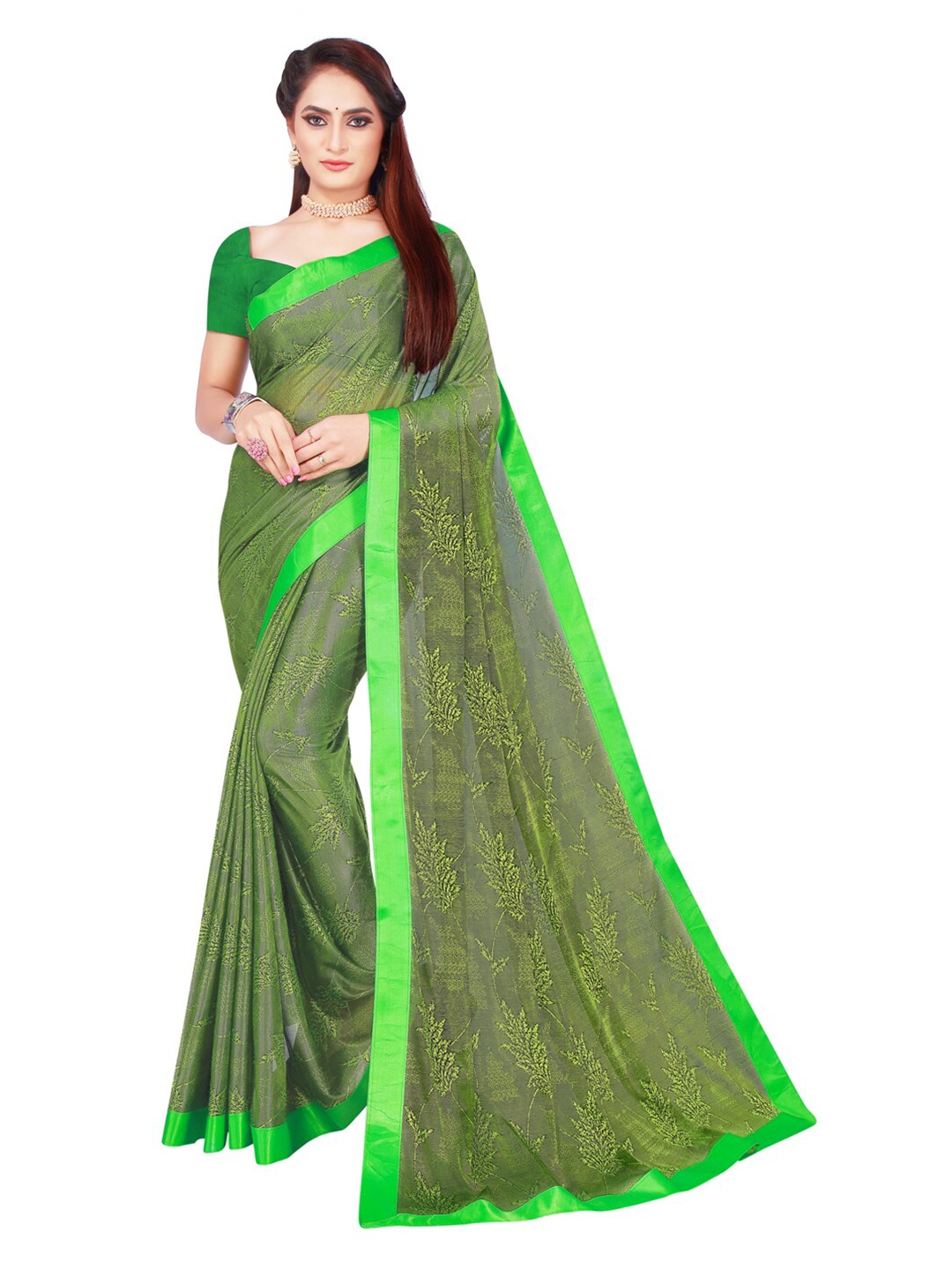 

KALINI Green Floral Art Silk Saree