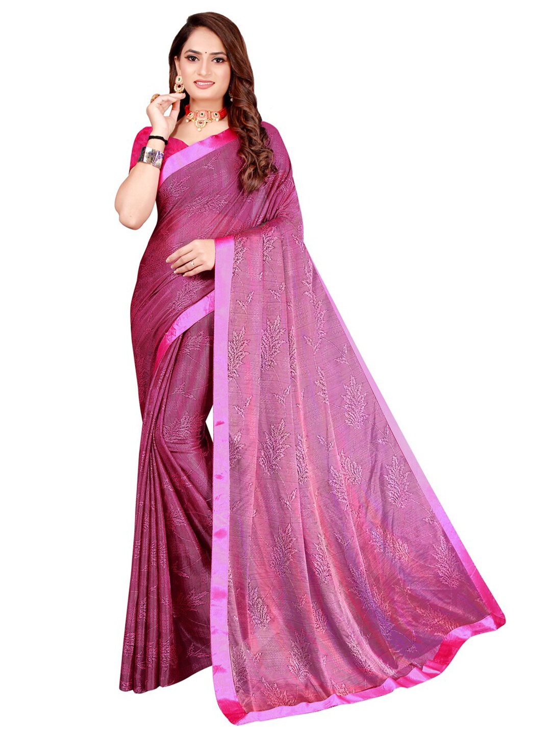 

KALINI Purple Floral Art Silk Saree