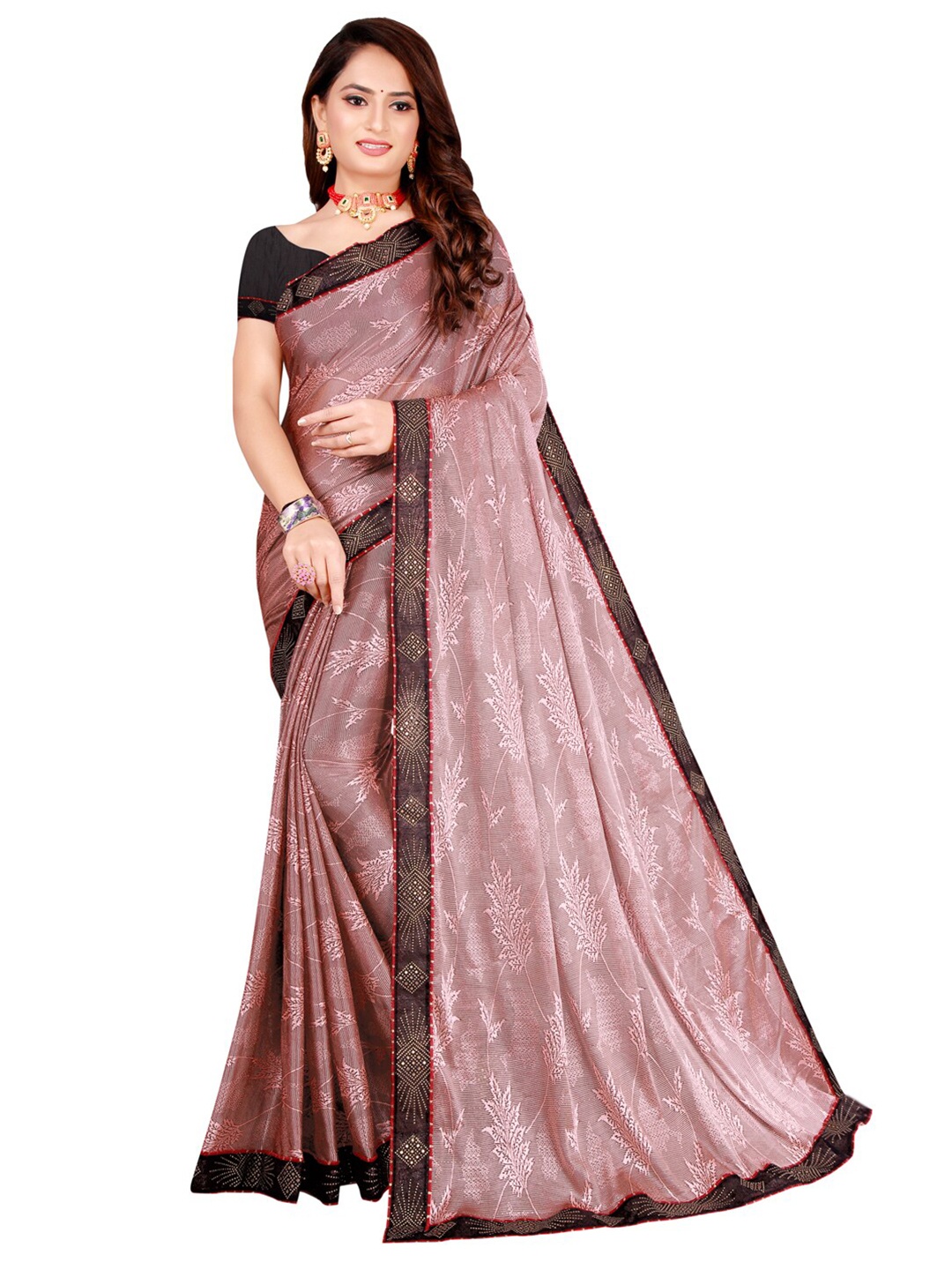 

KALINI Mauve Floral Art Silk Saree