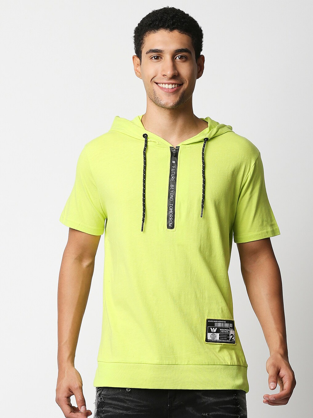 

WAIMEA Men Lime Green Typography Regular Fit Pure Cotton T-shirt