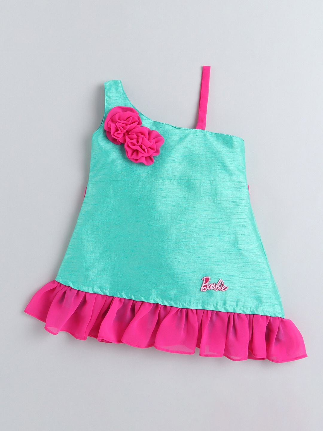 

Barbie by Many Frocks & Girls Sea Green Satin A-Line Dress