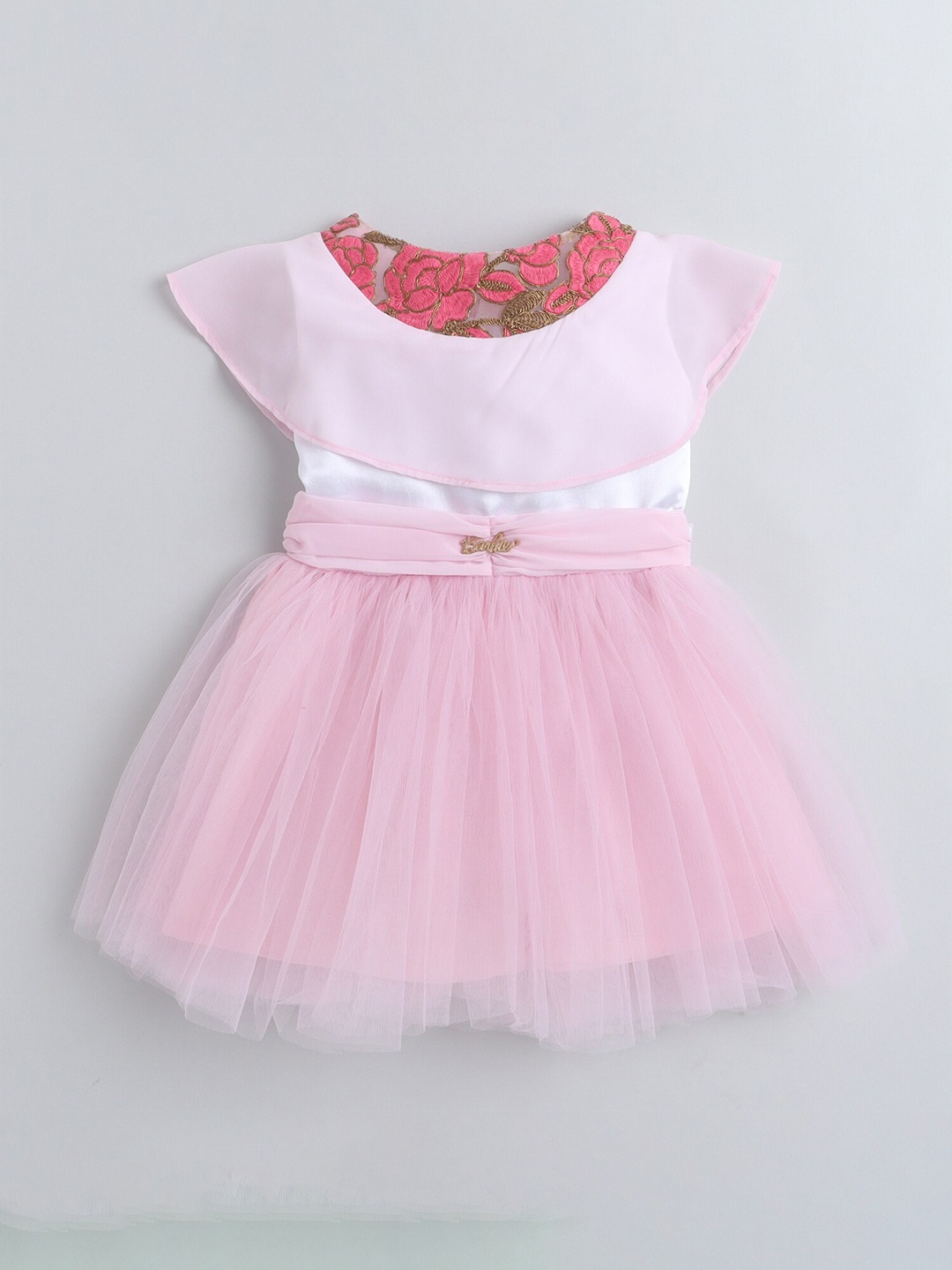 

Barbie by Many Frocks & Pink Georgette Fit and Flare Dress