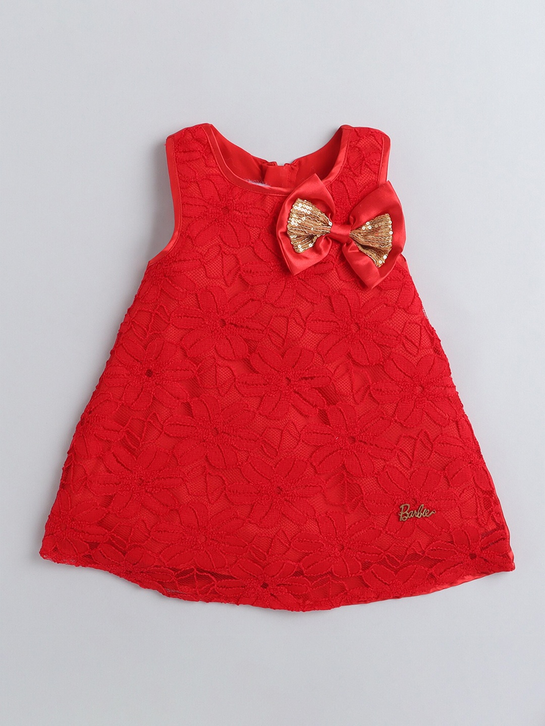 

Barbie by Many Frocks & Girls Red Satin A-Line Dress