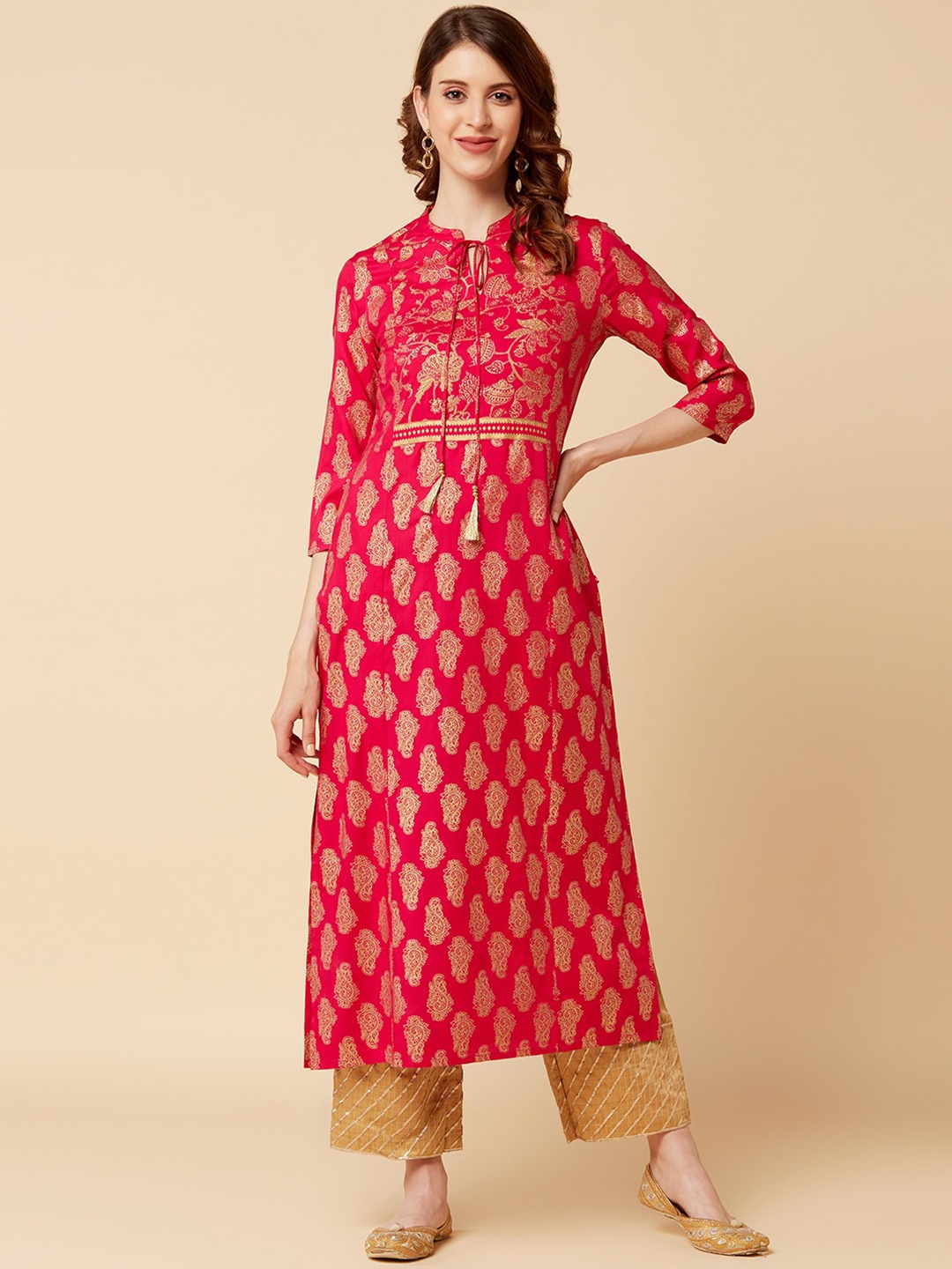 

Varanga Red Printed Anarkali