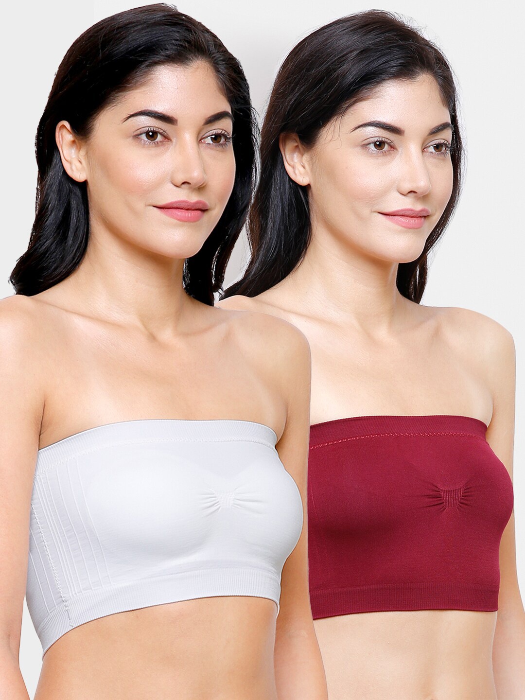 

FashionRack Maroon & White Set Of 2 Lightly Padded Bandeau Bra