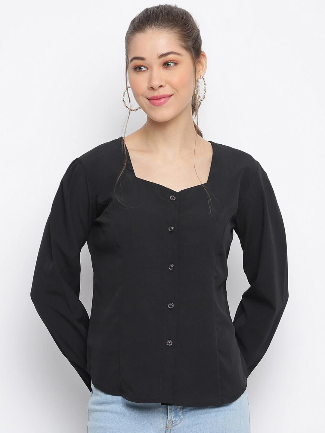 

Mayra Women Black Crepe Top