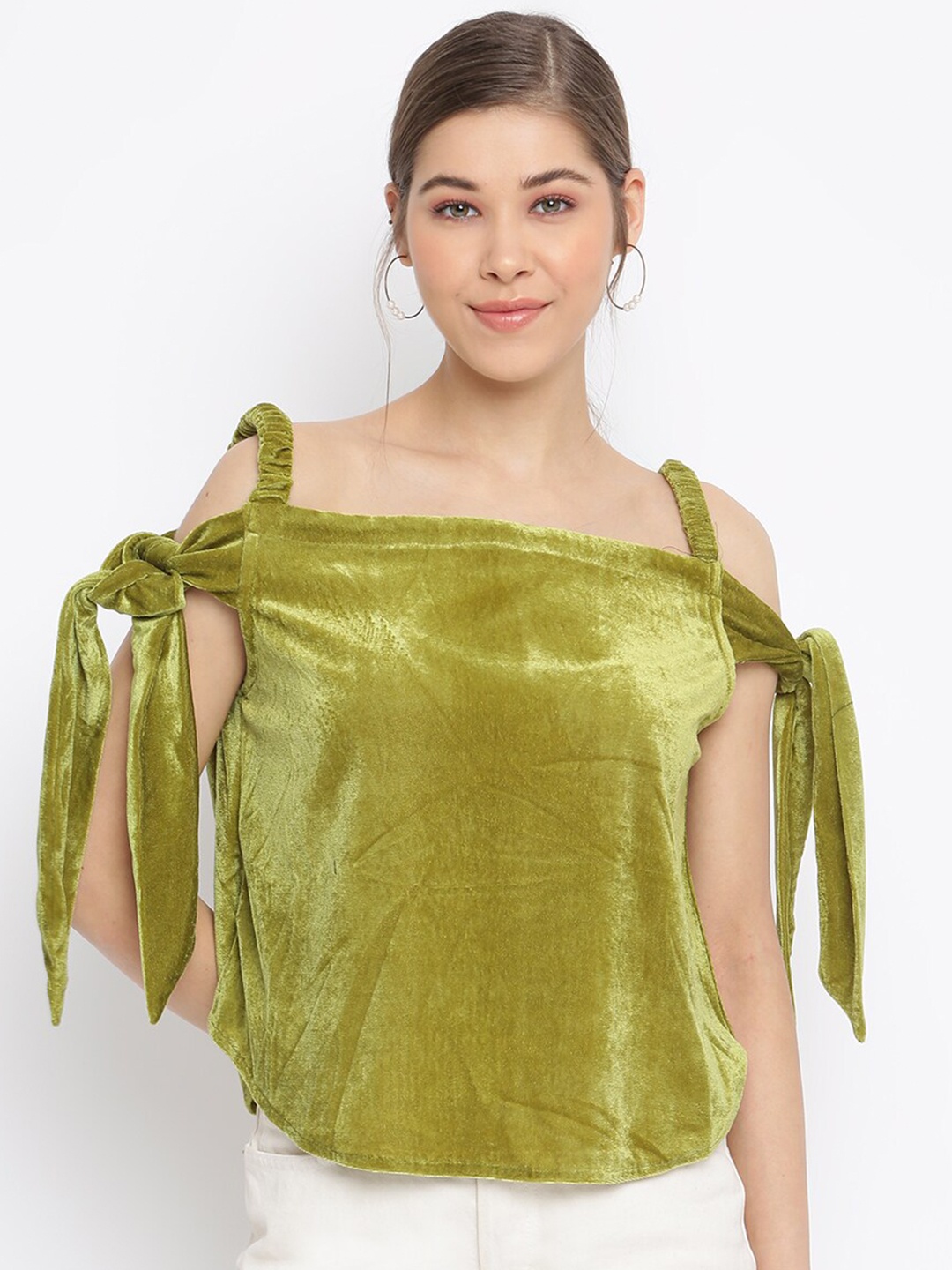 

Mayra Women Green Velvet Top