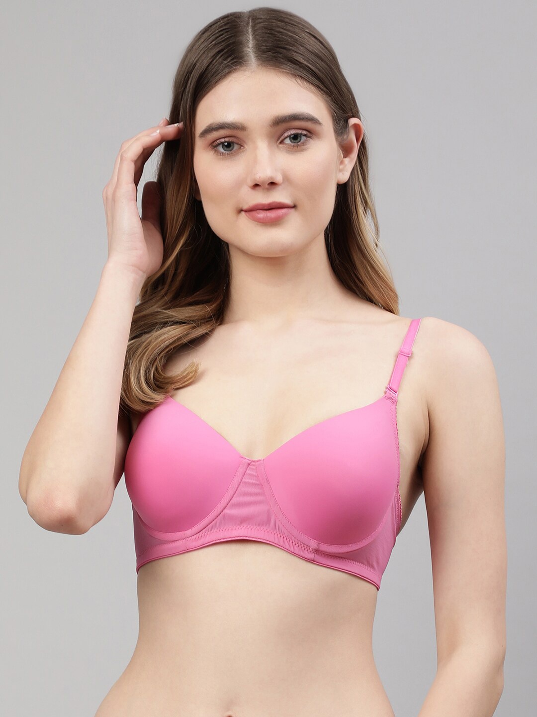

CUKOO Pink Lightly Padded & Non Wired Solid Bra