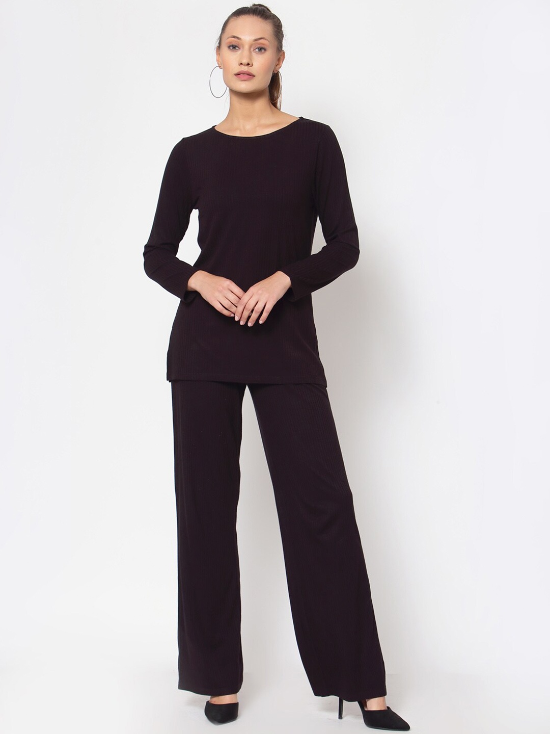 

YOONOY Women Black Striped Top with Trousers