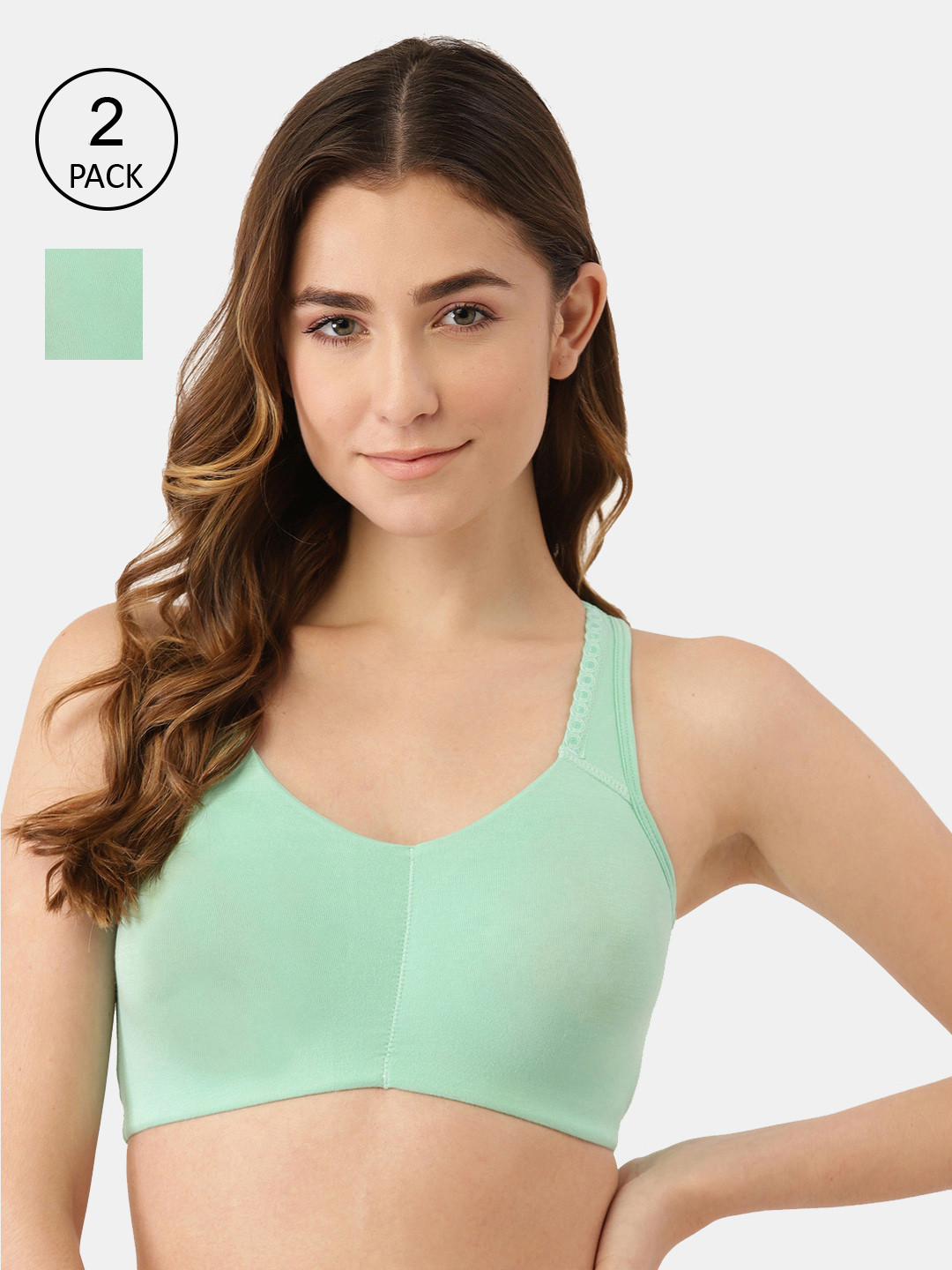 

Inner Sense Pack of 2 Sea Green Antimicrobial Low Impact Lounge Bra