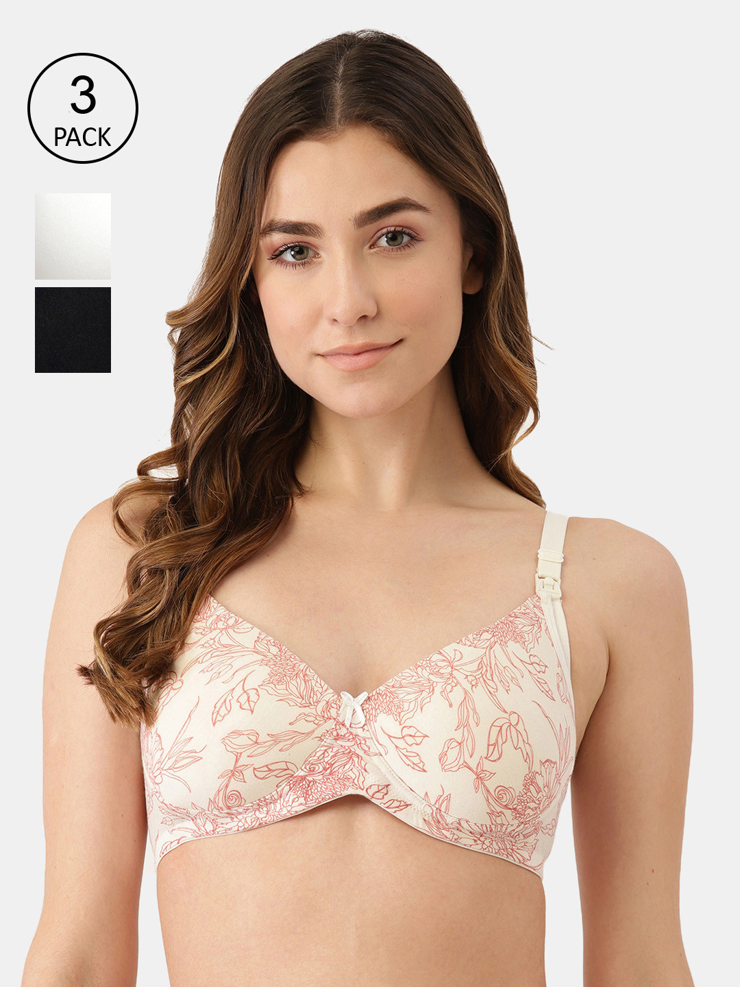 

Inner Sense Black & White Floral Bra Lightly Padded