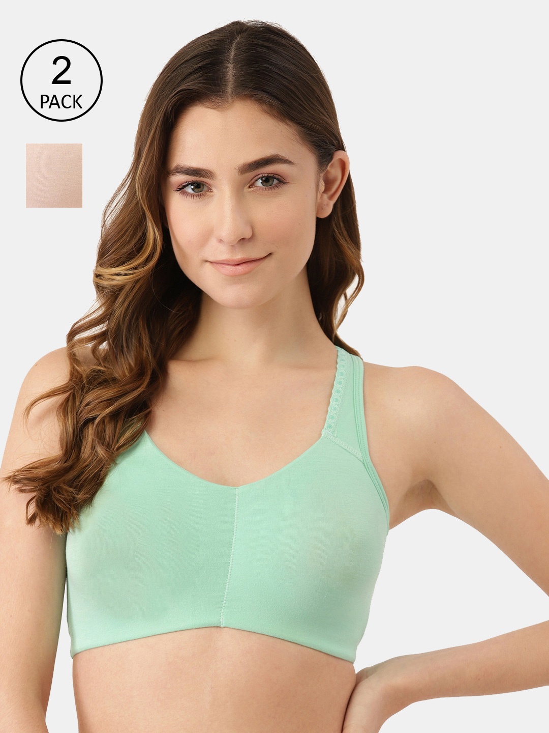 

Inner Sense Green & Pink Organic Cotton Bra