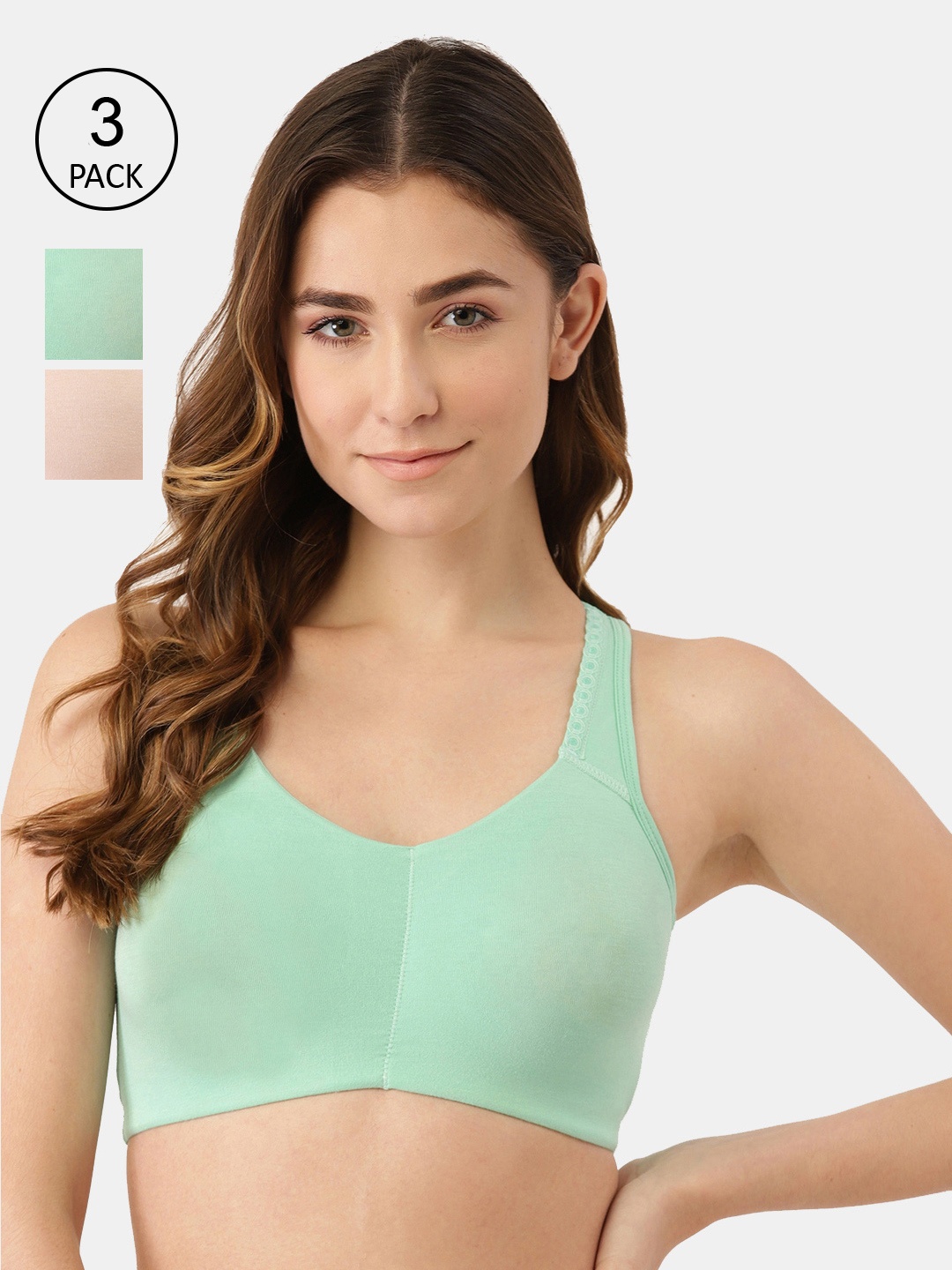 

Inner Sense Green & Pink Organic Cotton Bra