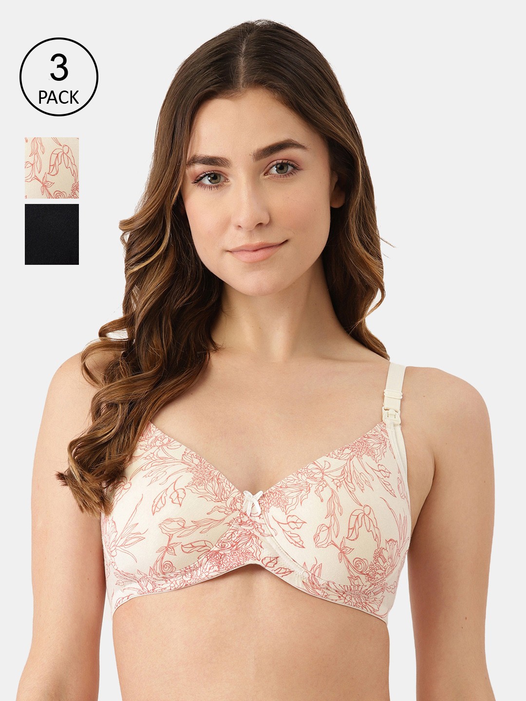 

Inner Sense Black & White Floral Bra Lightly Padded