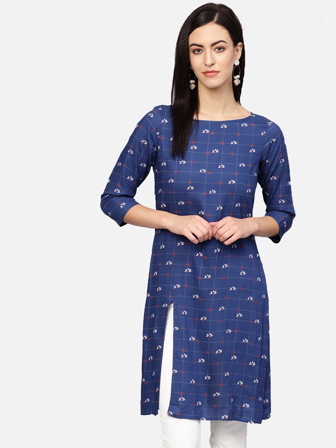 

Jompers Women Blue Floral Printed Kurta