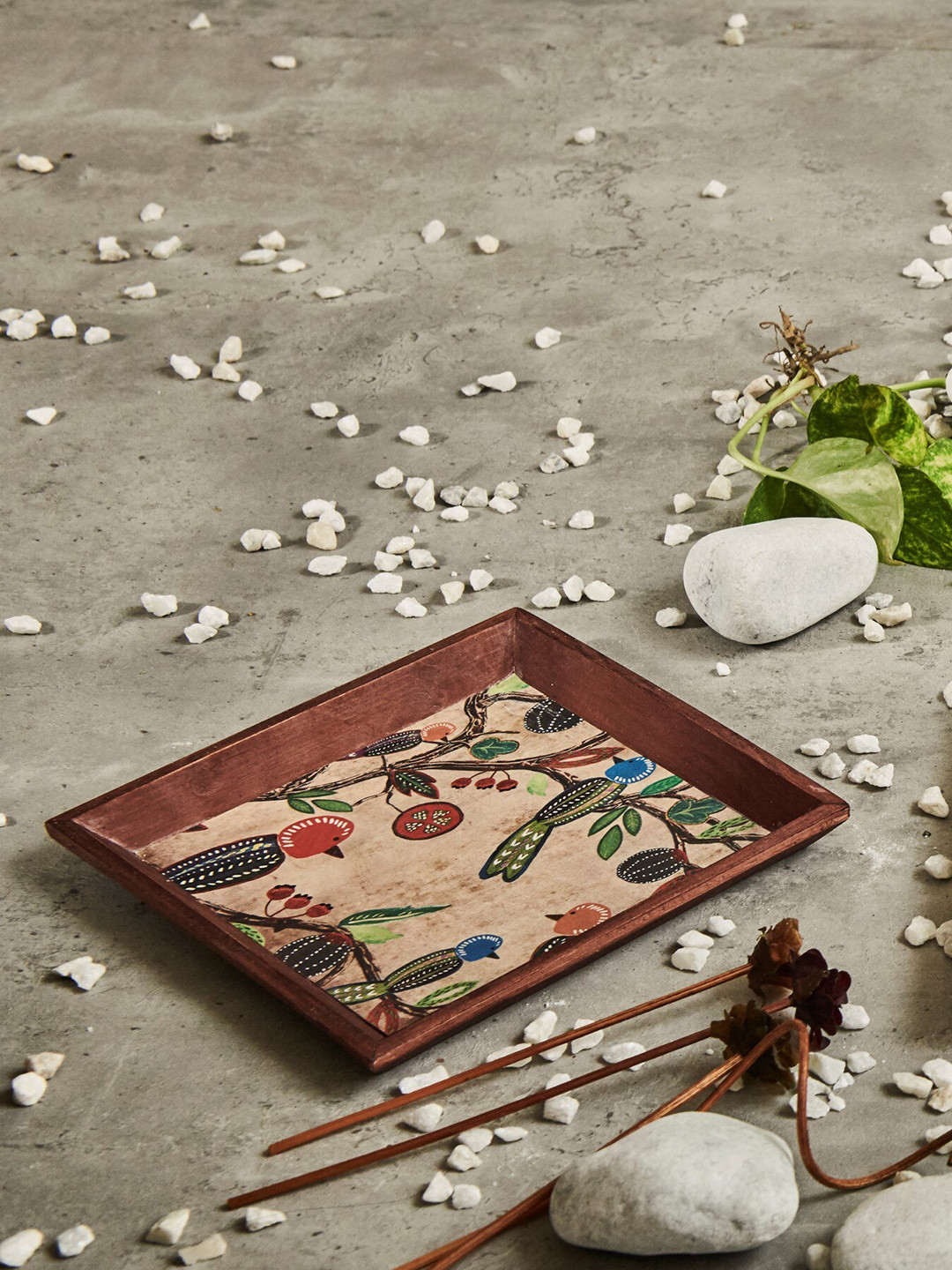 

A Tiny Mistake Violet Vintage Birds Small Square Serving Tray