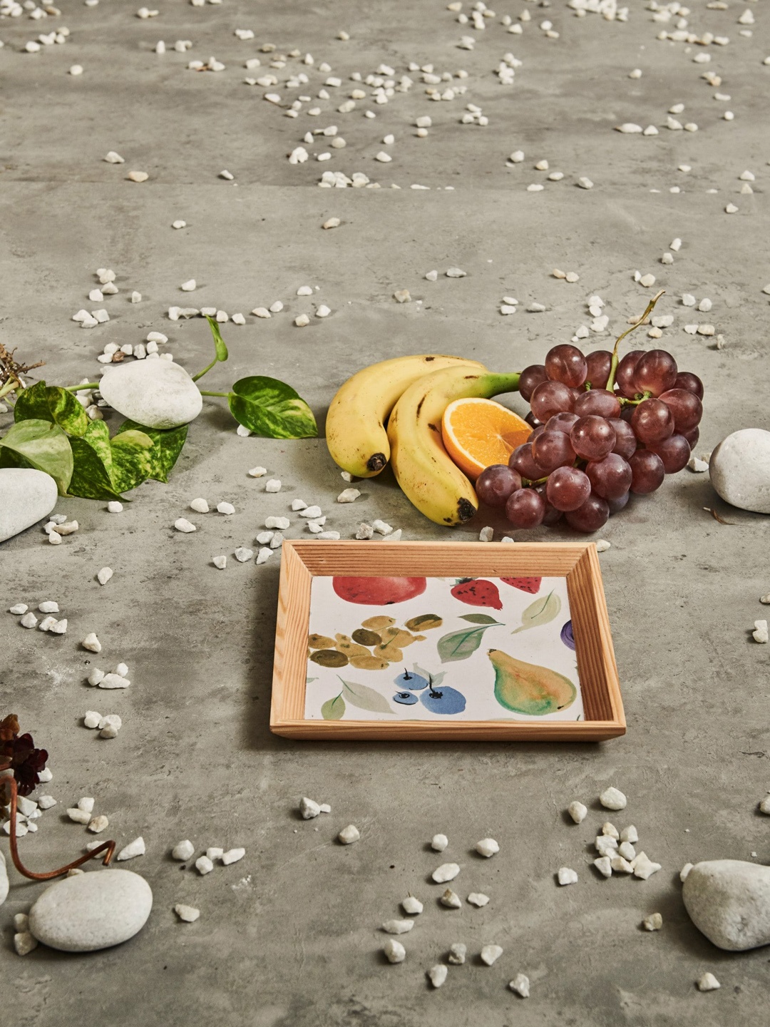 

A Tiny Mistake Assorted Fruits Printed Square Serving Tray, Multi