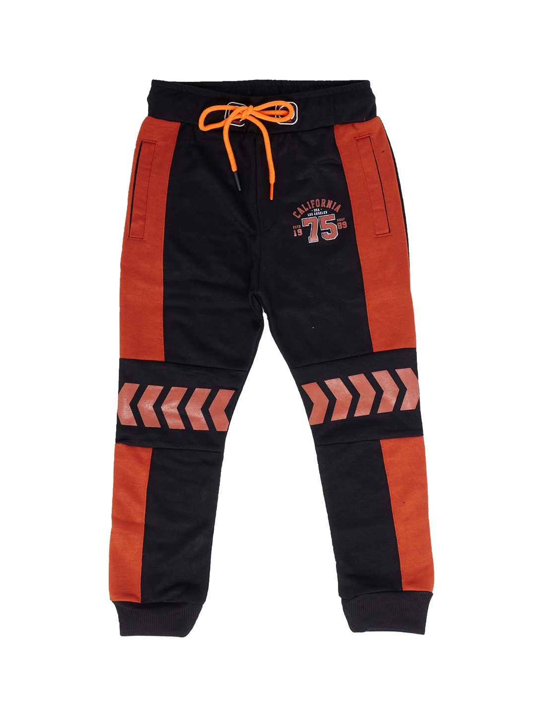 

earth conscious Boys Rust & Black Graphic Printed Relaxed-Fit Joggers