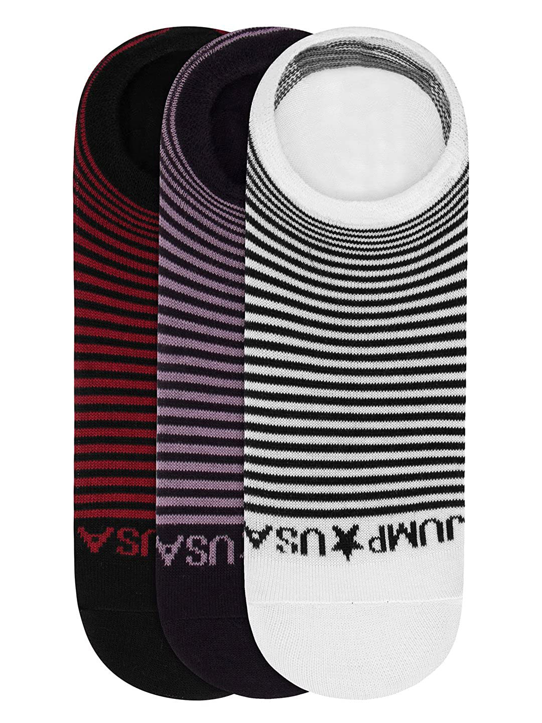 

JUMP USA Men Pack Of 3 Striped Shoe Liner Socks, Cream