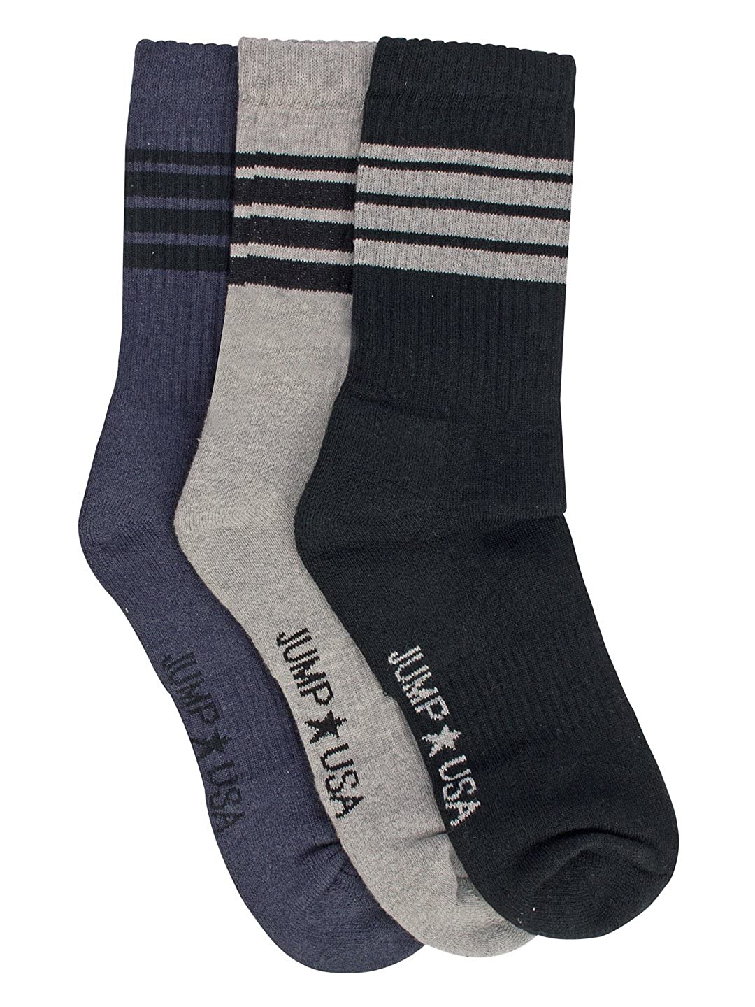 

JUMP USA Men Set of 3 Calf-Length Socks, Black